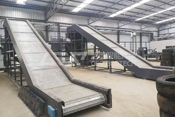 Waste tire recycling and disposal system makes waste tire
