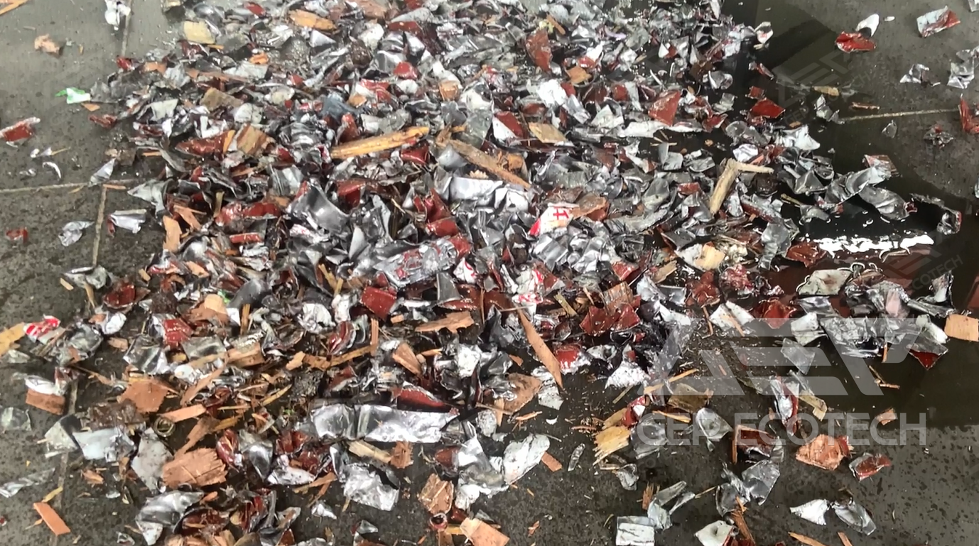 Discharge Size of Hazardous Waste Barrels Crushed By GEP's Four-Shaft Shredder Discharge Size of Hazardous Waste Barrels Crushed By GEP's Four-Shaft Shredder