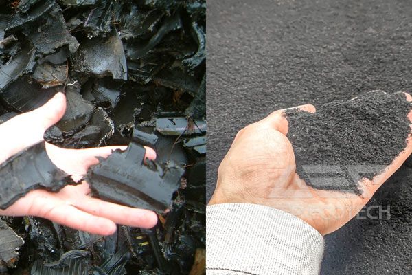 Finished products after processing by waste tire production line